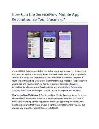 How Can the ServiceNow Mobile App Revolutionize Your Business