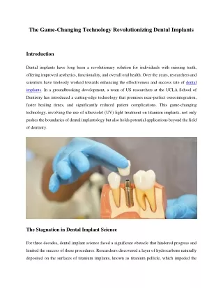 The Game-Changing Technology Revolutionizing Dental Implants
