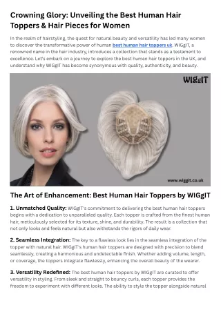 Crowning Glory Unveiling the Best Human Hair Toppers & Hair Pieces for Women