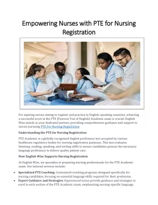 Empowering Nurses with PTE for Nursing Registration