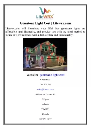 Gemstone Light Cost  Litewrx.com