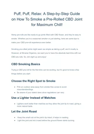 Puff, Puff, Relax_ A Step-by-Step Guide on How To Smoke a Pre-Rolled CBD Joint for Maximum Chill