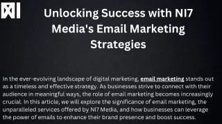 Unlocking Success with NI7 Media's Email Marketing Strategies