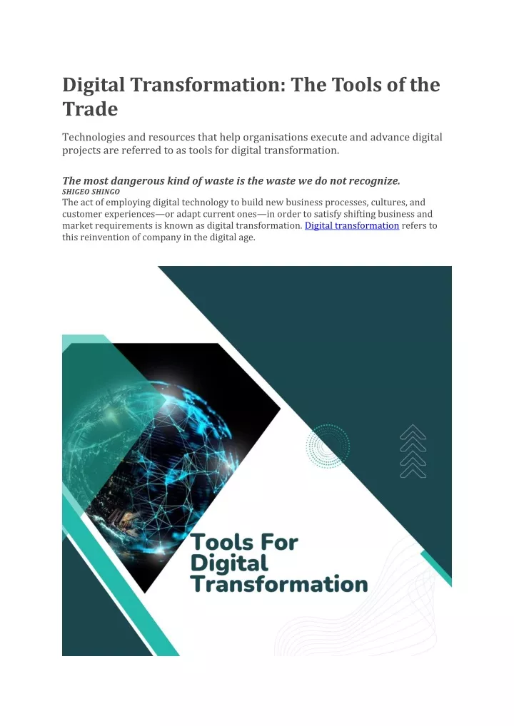 digital transformation the tools of the trade