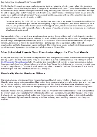 Best Hotels Near Manchester Airport Terminal 2023
