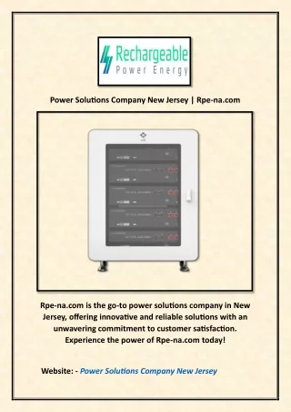 Power Solutions Company New Jersey | Rpe-na.com