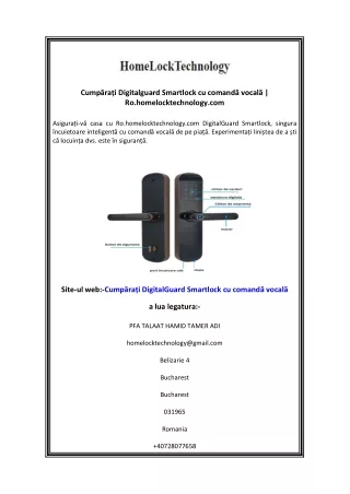 Cumpărați Digitalguard Smartlock cu comandă vocală  Ro.homelocktechnology.com