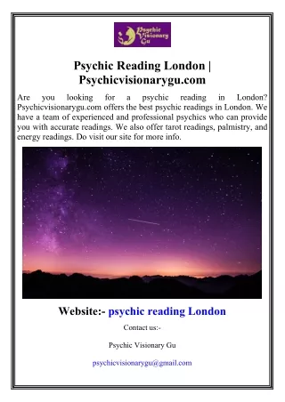 psychic reading london psychicvisionarygu com