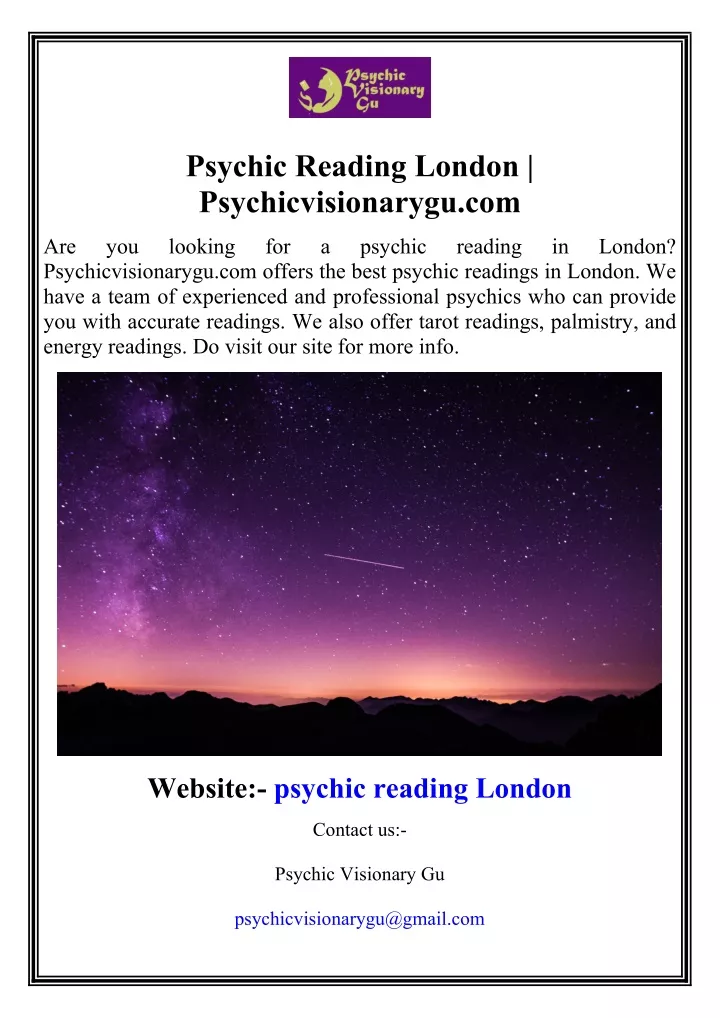 psychic reading london psychicvisionarygu com