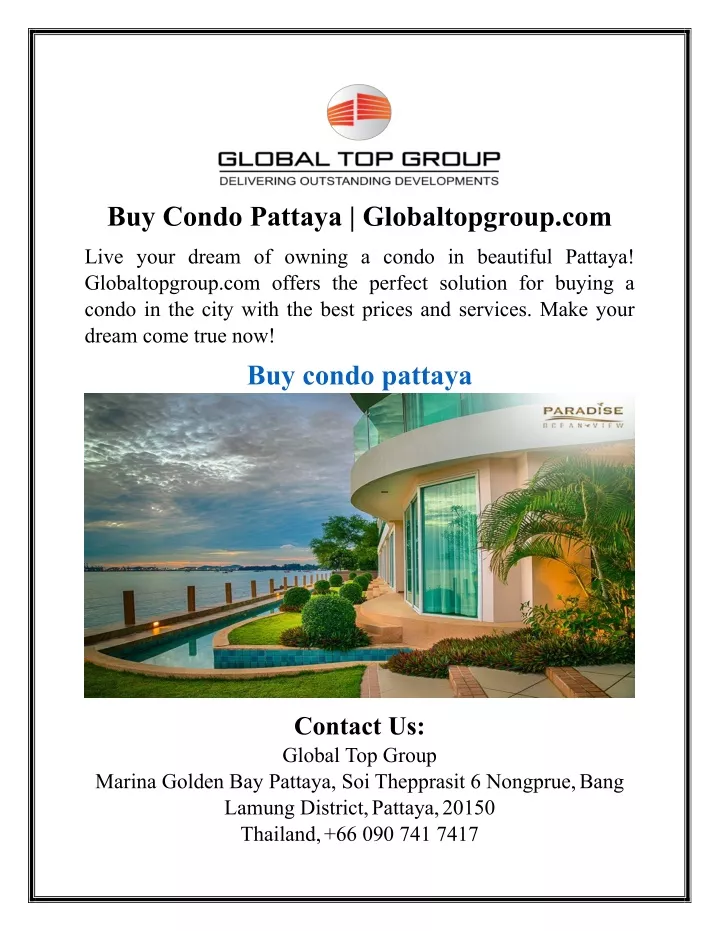 buy condo pattaya globaltopgroup com