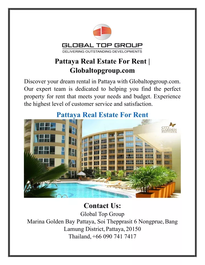 pattaya real estate for rent globaltopgroup com