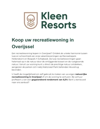koop uw recreatiewoning in overijssel