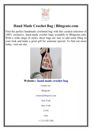 Hand Made Crochet Bag  Blingcute.com
