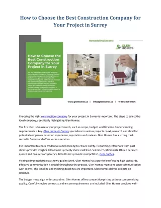 How to Choose the Best Construction Company for Your Project in Surrey