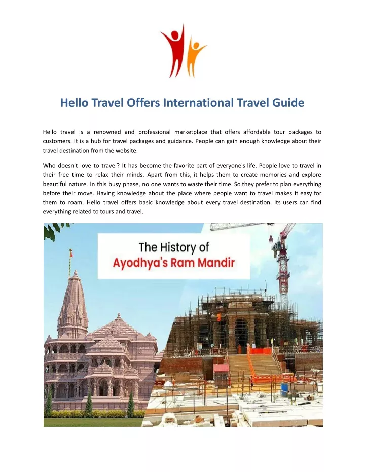 hello travel offers international travel guide