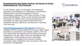Revolutionizing Real Estate Finance The Power of Virtual Bookkeeping for Trust Accounts