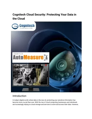 Cognitech Cloud Security: Protecting Your Data in the Cloud