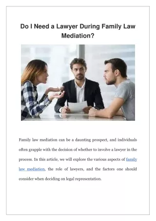 do i need a lawyer during family law mediation