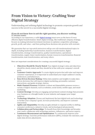 From Vision to Victory: Crafting Your Digital Strategy - Learn Transformation