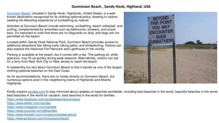 gunninson beach sandy hook highland usa