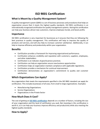 iso 9001 certification