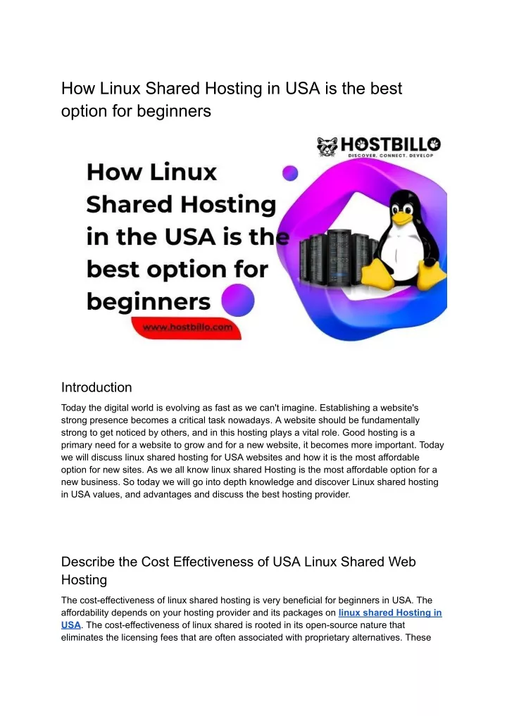 how linux shared hosting in usa is the best