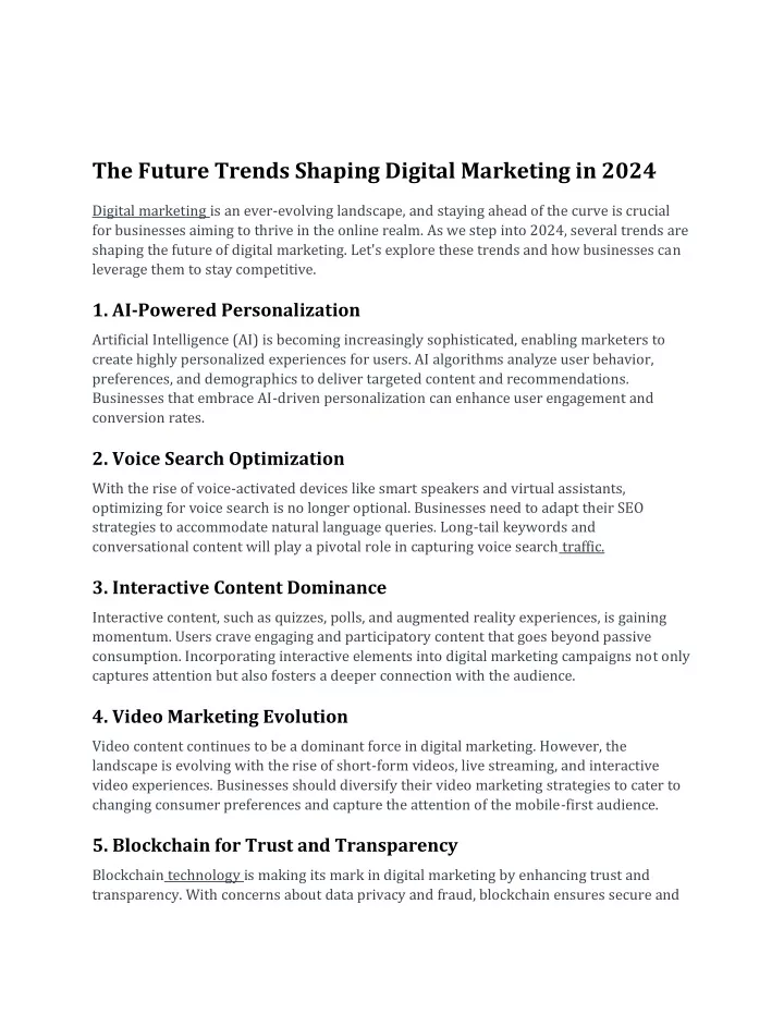 the future trends shaping digital marketing