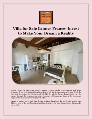 Villa for Sale Cannes France- Invest to Make Your Dream a Reality