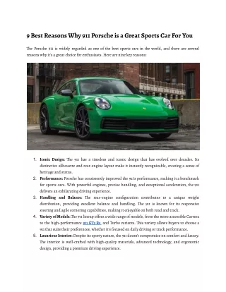 9 Best Reasons Why 911 Porsche is a Great Sports Car For You