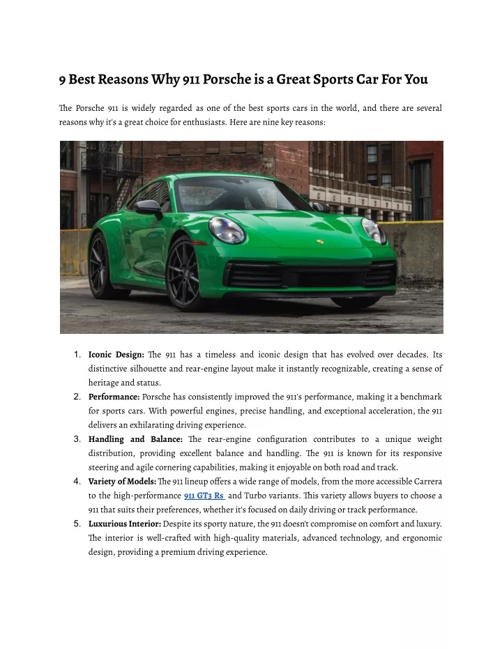 9bestreasonswhy911porscheisagreatsportscarforyou