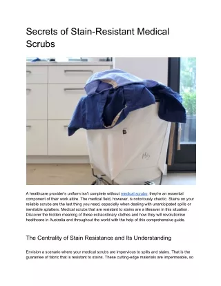 Secrets of Stain-Resistant Medical Scrubs
