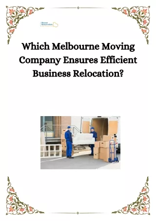 Which Melbourne Moving Company Ensures Efficient Business Relocation?
