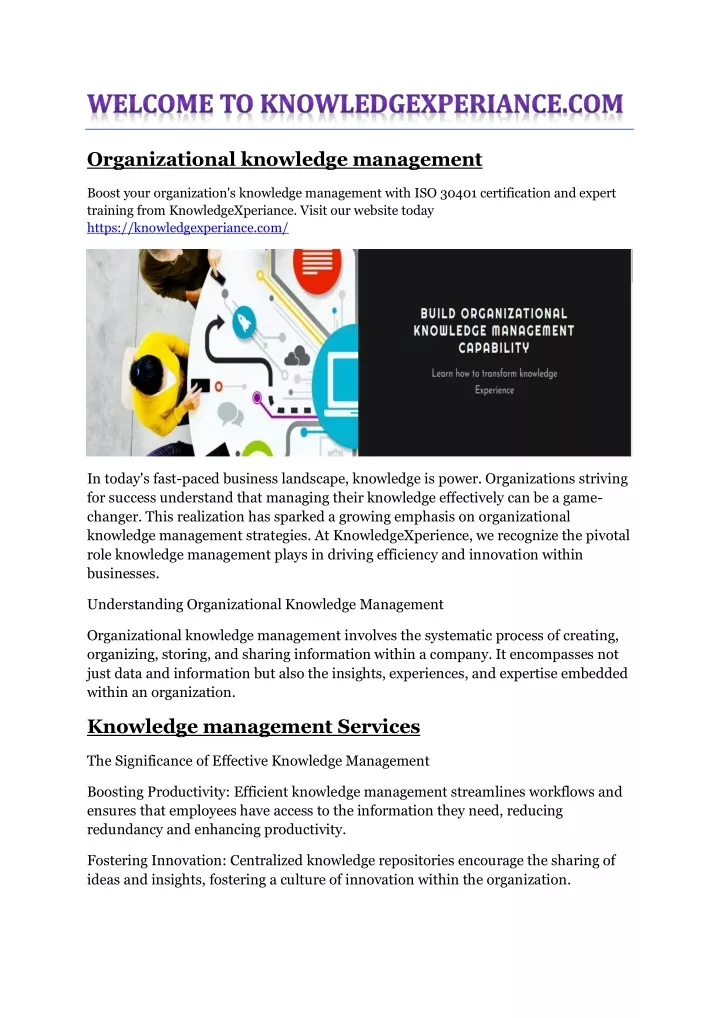 organizational knowledge management