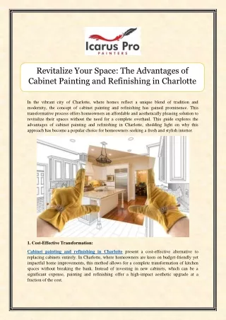 Revitalize Your Space The Advantages of Cabinet Painting and Refinishing in Charlotte
