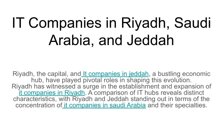 it companies in riyadh saudi arabia and jeddah