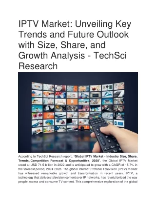IPTV Market: Unveiling Key Trends and Future Outlook with Size, Share, and Grow.