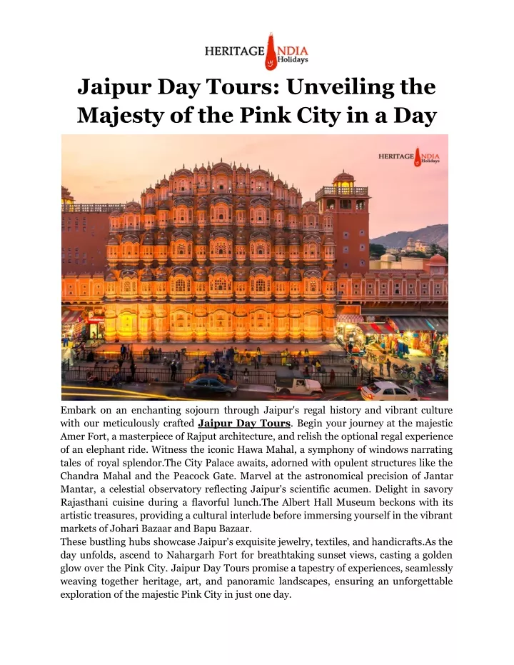 jaipur day tours unveiling the majesty