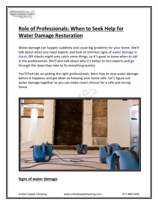 Role of Professionals: When to Seek Help for Water Damage Restoration