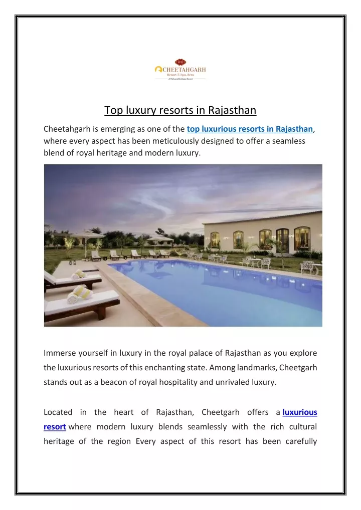 top luxury resorts in rajasthan