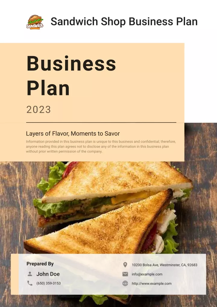 free sandwich shop business plan