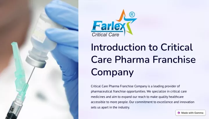 introduction to critical care pharma franchise