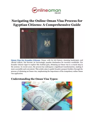 Oman Visa for Egypt Passport Holders