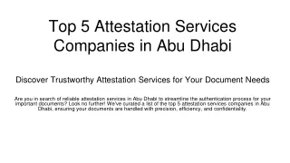 Top 5 Attestation Services Companies in Abu Dhabi