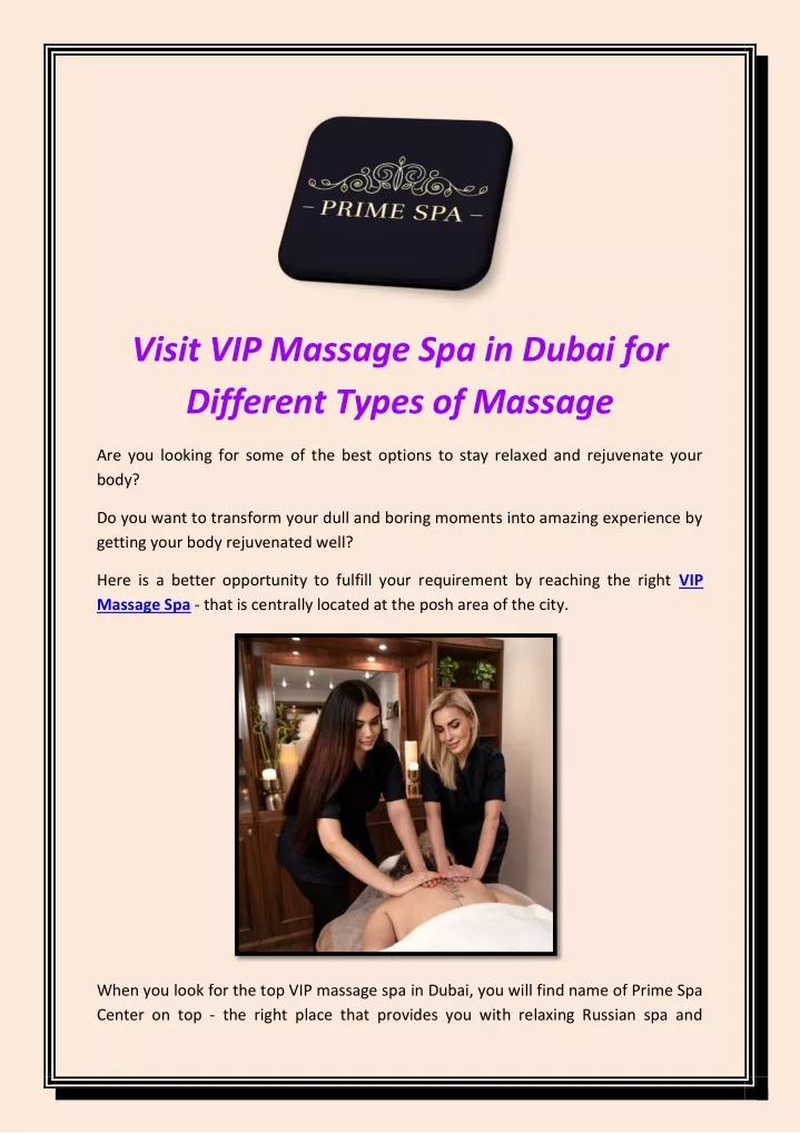 visit vip massage spa in dubai for different