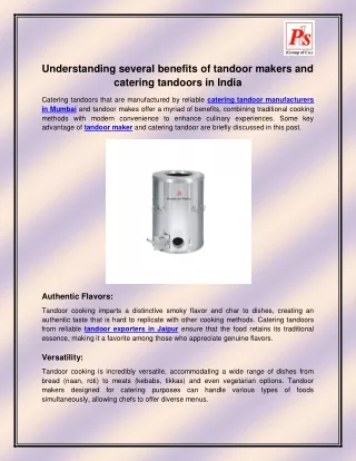 understanding several benefits of tandoor makers