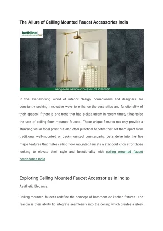 The Allure of Ceiling Mounted Faucet Accessories India