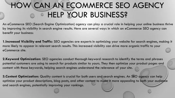 how can an ecommerce seo agency help your business