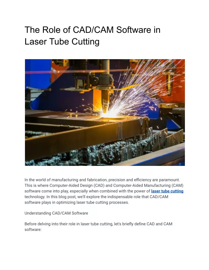 the role of cad cam software in laser tube cutting
