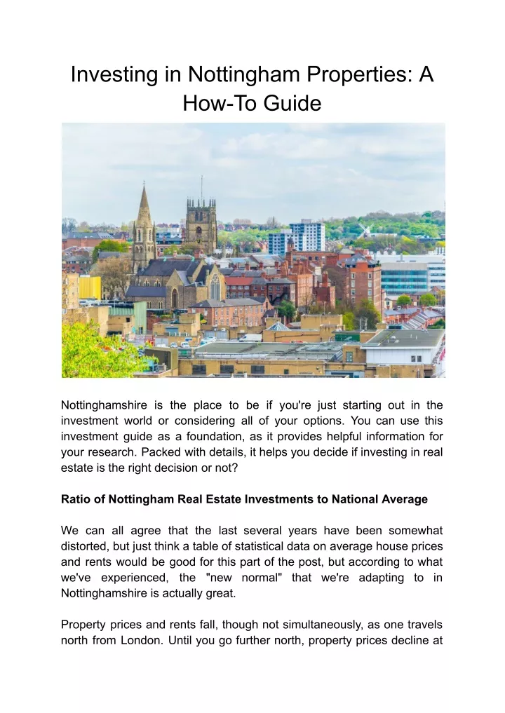 investing in nottingham properties a how to guide
