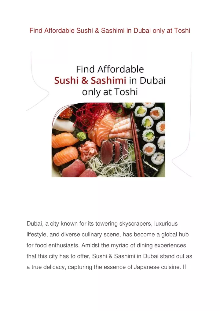 find affordable sushi sashimi in dubai only